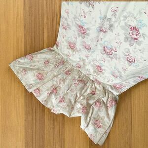 Vintage Faded Floral Shabby Chic Ruffle Curtain Panels 89” x 53” Cottagecore